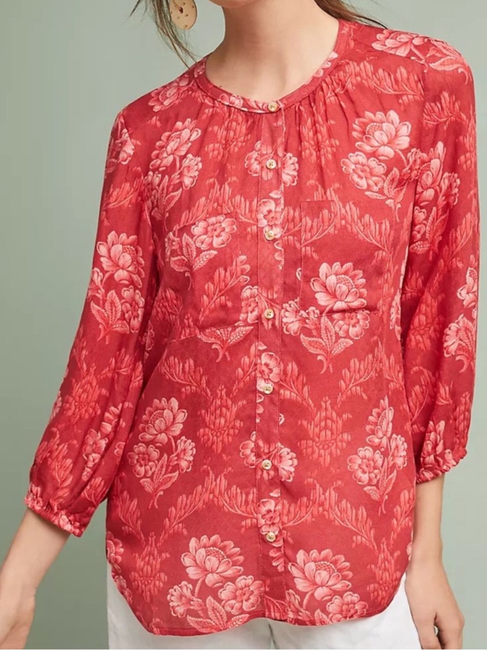 Anthropologie Akemi + Kin Coconino Floral Printed Button-down Top size M